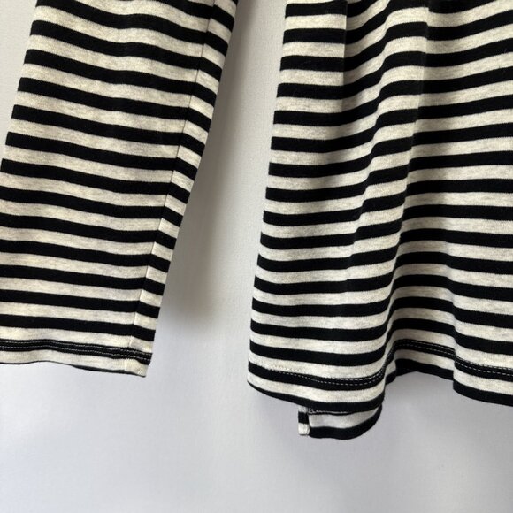 J Jill Women's Top L Black White Stripe Long Sleeve Slits Pima Crew Neck Hi Low - Picture 4 of 8